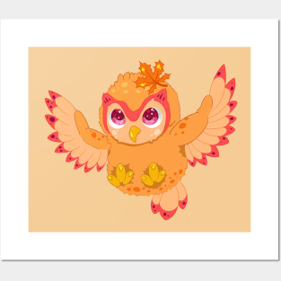 The little cute orange owl- for Men or Women Kids Boys Girls love owl Posters and Art